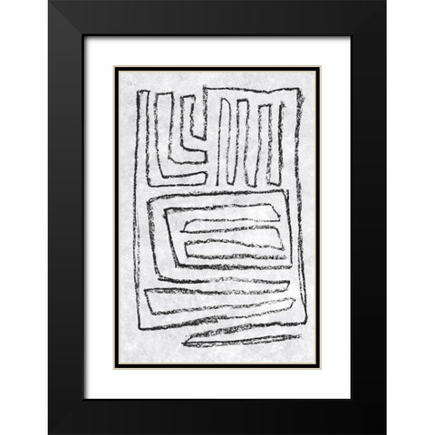 Black and White Runes II Black Modern Wood Framed Art Print with Double Matting by Goldberger, Jennifer