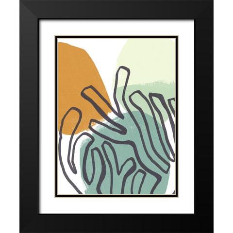 Midcentury Modern Coral I Black Modern Wood Framed Art Print with Double Matting by Vess, June Erica