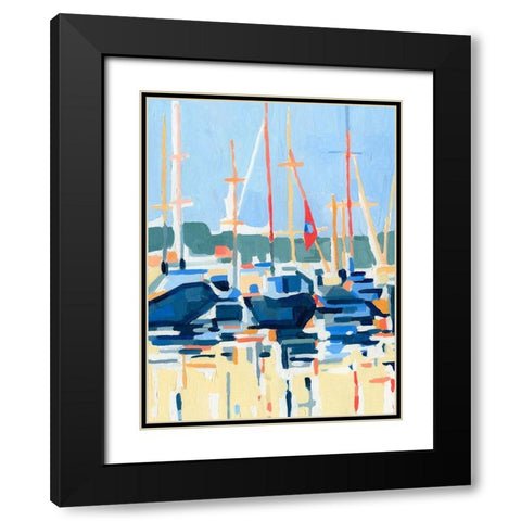 Marina Interpretation I Black Modern Wood Framed Art Print with Double Matting by Caroline, Emma