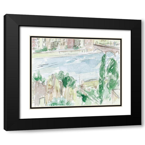 City on the River I Black Modern Wood Framed Art Print with Double Matting by Wang, Melissa
