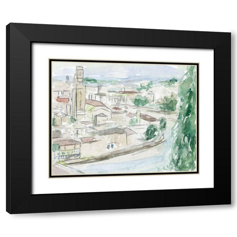 City on the River II Black Modern Wood Framed Art Print with Double Matting by Wang, Melissa