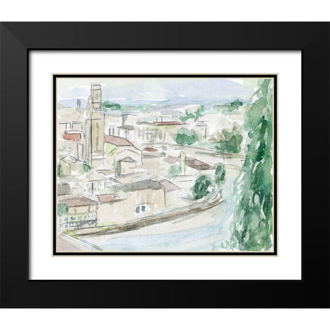 City on the River II Black Modern Wood Framed Art Print with Double Matting by Wang, Melissa