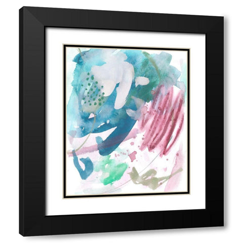 Magenta Wave Form I Black Modern Wood Framed Art Print with Double Matting by Wang, Melissa