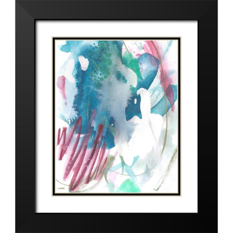 Magenta Wave Form II Black Modern Wood Framed Art Print with Double Matting by Wang, Melissa