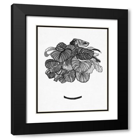 BandW Indoor Plant II Black Modern Wood Framed Art Print with Double Matting by Stellar Design Studio