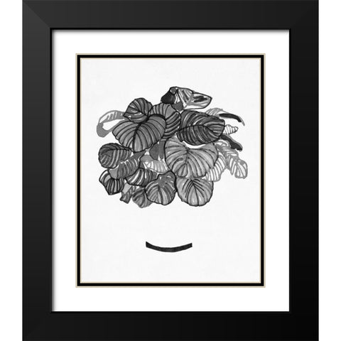 BandW Indoor Plant II Black Modern Wood Framed Art Print with Double Matting by Stellar Design Studio