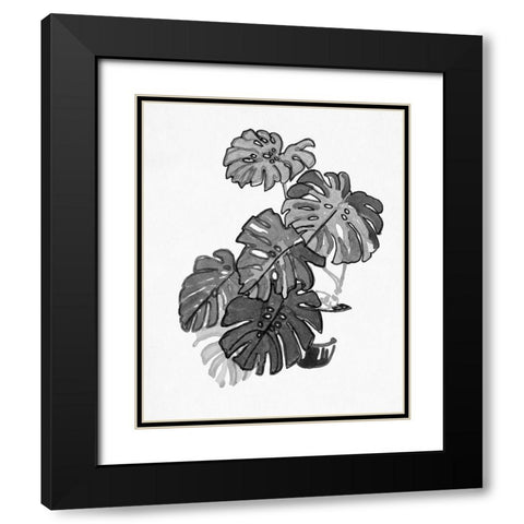 BandW Indoor Plant III Black Modern Wood Framed Art Print with Double Matting by Stellar Design Studio