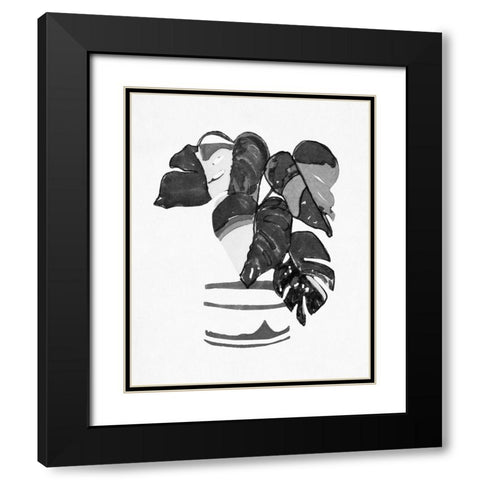 BandW Indoor Plant VI Black Modern Wood Framed Art Print with Double Matting by Stellar Design Studio
