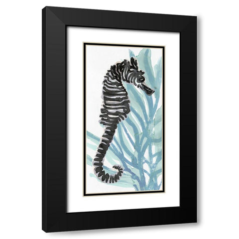 Zebra Seahorse I Black Modern Wood Framed Art Print with Double Matting by Stellar Design Studio