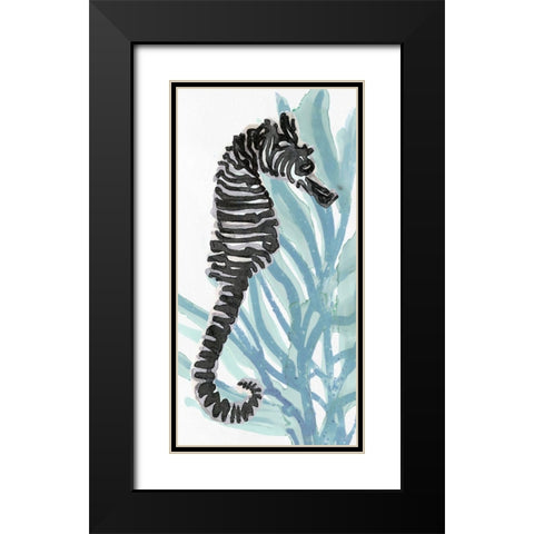 Zebra Seahorse I Black Modern Wood Framed Art Print with Double Matting by Stellar Design Studio