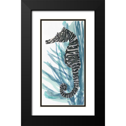 Zebra Seahorse II Black Modern Wood Framed Art Print with Double Matting by Stellar Design Studio