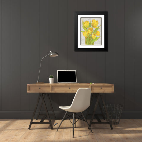 Yellow Tulips II Black Modern Wood Framed Art Print with Double Matting by OToole, Tim