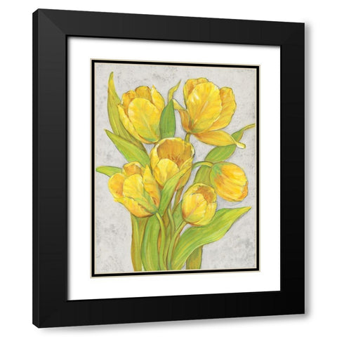 Yellow Tulips II Black Modern Wood Framed Art Print with Double Matting by OToole, Tim