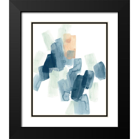 Indigo Facets IV Black Modern Wood Framed Art Print with Double Matting by Vess, June Erica