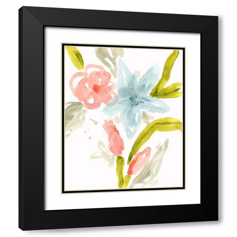 Floral Sonata II Black Modern Wood Framed Art Print with Double Matting by Vess, June Erica
