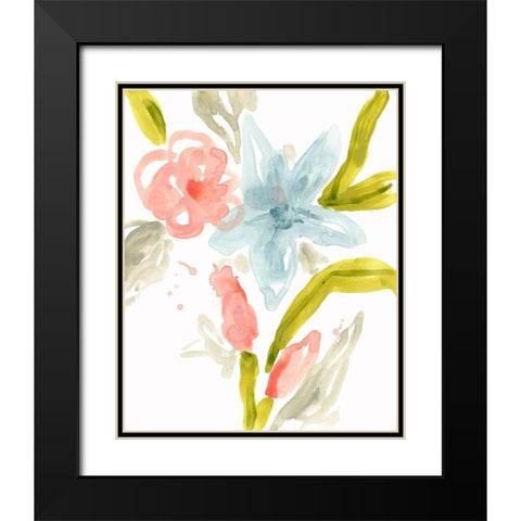 Floral Sonata II Black Modern Wood Framed Art Print with Double Matting by Vess, June Erica