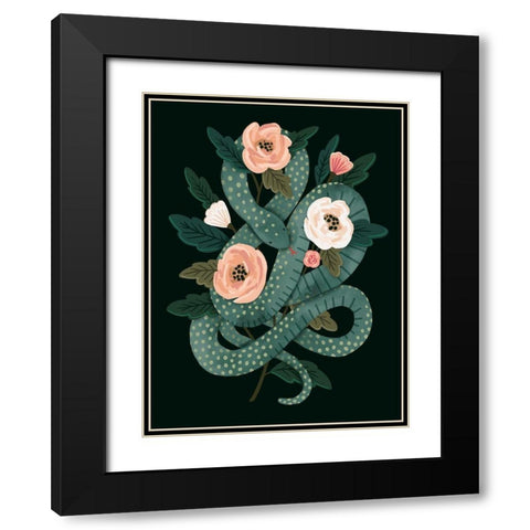 Skull and Snake I Black Modern Wood Framed Art Print with Double Matting by Barnes, Victoria