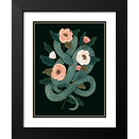 Skull and Snake I Black Modern Wood Framed Art Print with Double Matting by Barnes, Victoria