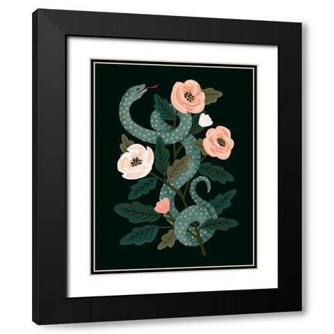 Skull and Snake II Black Modern Wood Framed Art Print with Double Matting by Barnes, Victoria
