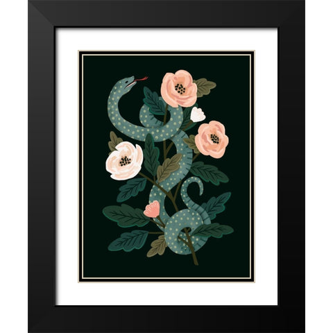 Skull and Snake II Black Modern Wood Framed Art Print with Double Matting by Barnes, Victoria