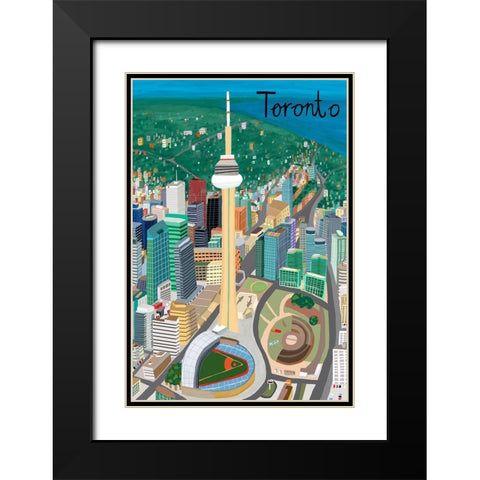 View from Above Toronto Black Modern Wood Framed Art Print with Double Matting by Daly, Carla