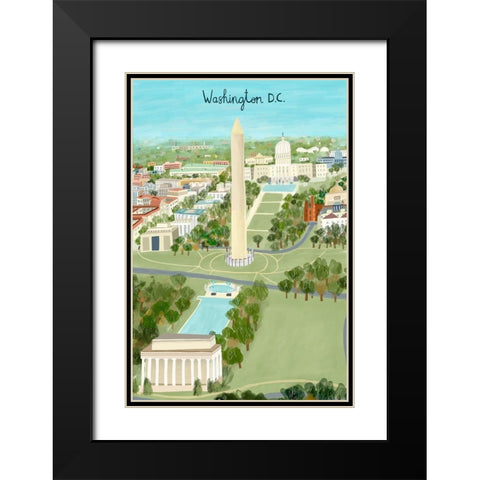 View from Above Washington DC Black Modern Wood Framed Art Print with Double Matting by Daly, Carla