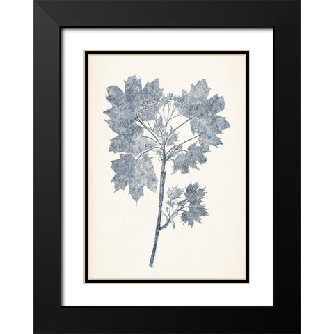 Navy Botanicals I Black Modern Wood Framed Art Print with Double Matting by Vision Studio