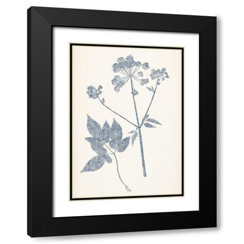 Navy Botanicals IV Black Modern Wood Framed Art Print with Double Matting by Vision Studio
