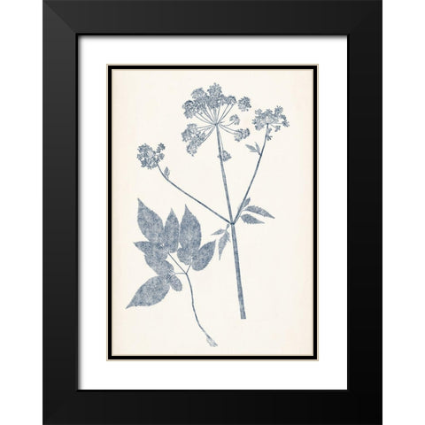 Navy Botanicals IV Black Modern Wood Framed Art Print with Double Matting by Vision Studio