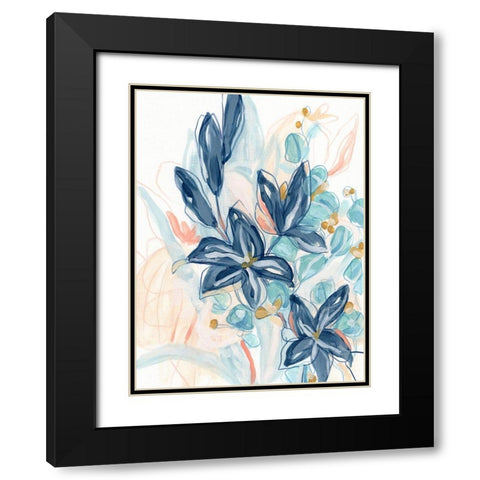 Blooming Blues II Black Modern Wood Framed Art Print with Double Matting by Vess, June Erica