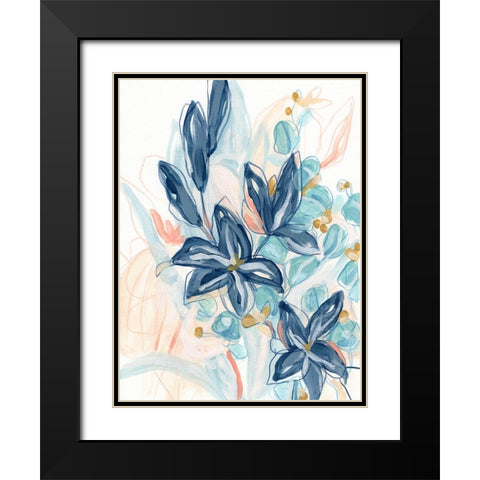 Blooming Blues II Black Modern Wood Framed Art Print with Double Matting by Vess, June Erica