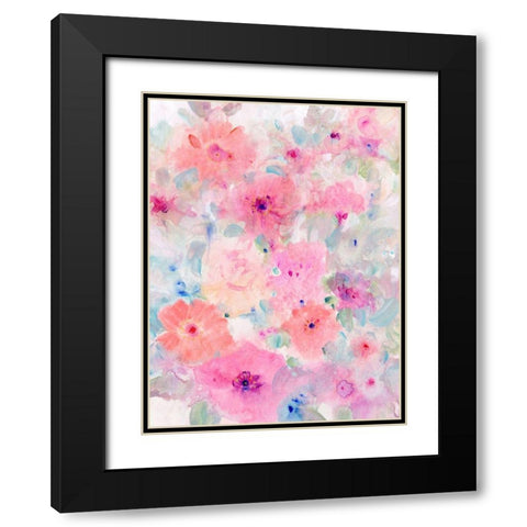 Bright Floral Design I Black Modern Wood Framed Art Print with Double Matting by OToole, Tim