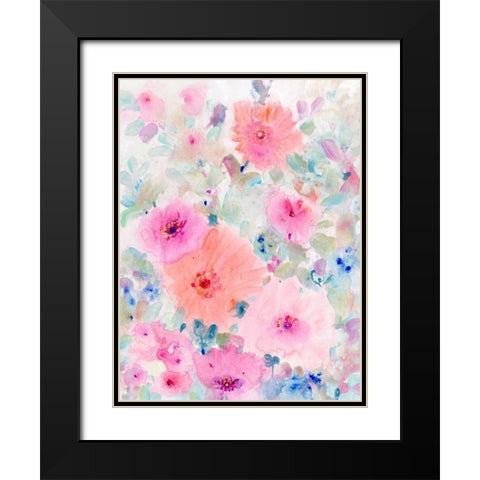 Bright Floral Design II Black Modern Wood Framed Art Print with Double Matting by OToole, Tim