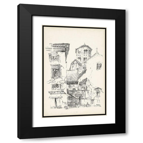 Vintage Italian Village II Black Modern Wood Framed Art Print with Double Matting by Foust, Richard