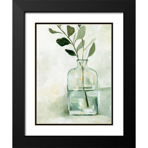 Eucalyptus Branch Still Life I Black Modern Wood Framed Art Print with Double Matting by Caroline, Emma
