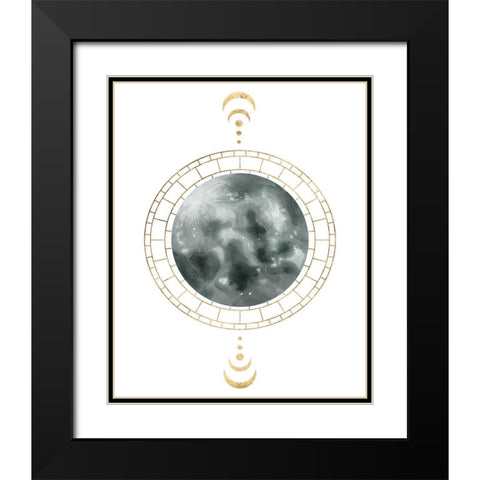 Lunar Phase I Black Modern Wood Framed Art Print with Double Matting by Wang, Melissa