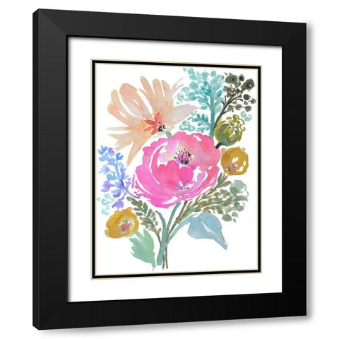 Flower Posy I Black Modern Wood Framed Art Print with Double Matting by Fields, Karen