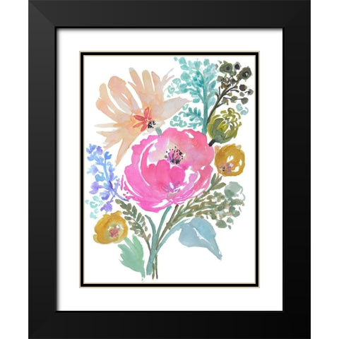 Flower Posy I Black Modern Wood Framed Art Print with Double Matting by Fields, Karen