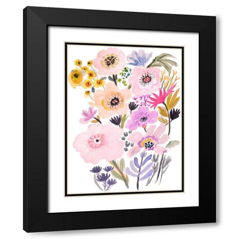 Flower Posy V Black Modern Wood Framed Art Print with Double Matting by Fields, Karen