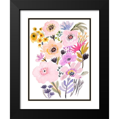 Flower Posy V Black Modern Wood Framed Art Print with Double Matting by Fields, Karen
