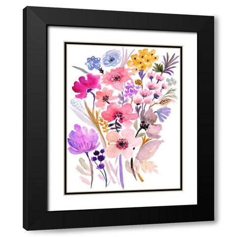 Flower Posy VI Black Modern Wood Framed Art Print with Double Matting by Fields, Karen