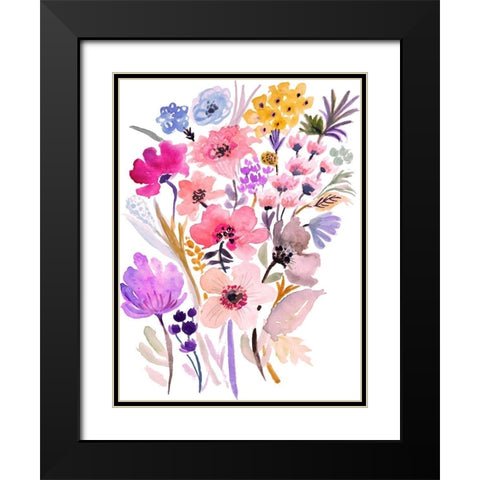 Flower Posy VI Black Modern Wood Framed Art Print with Double Matting by Fields, Karen