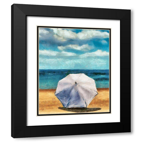 Beach Umbrella II Black Modern Wood Framed Art Print with Double Matting by Saunders, Alonzo