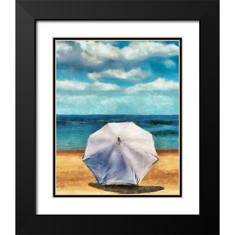 Beach Umbrella II Black Modern Wood Framed Art Print with Double Matting by Saunders, Alonzo
