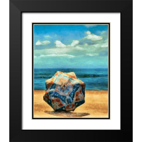 Beach Umbrella III Black Modern Wood Framed Art Print with Double Matting by Saunders, Alonzo