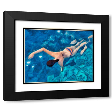 Morning Swimming I Black Modern Wood Framed Art Print with Double Matting by Saunders, Alonzo