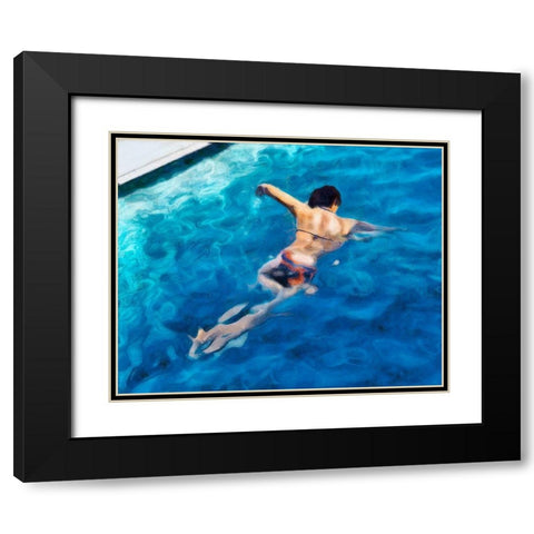 Morning Swimming II Black Modern Wood Framed Art Print with Double Matting by Saunders, Alonzo