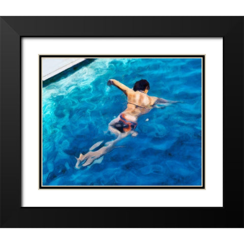 Morning Swimming II Black Modern Wood Framed Art Print with Double Matting by Saunders, Alonzo