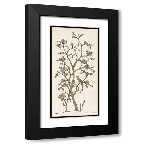 Custom Sepia Chinoiserie I Black Modern Wood Framed Art Print with Double Matting by Zarris, Chariklia