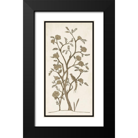 Custom Sepia Chinoiserie I Black Modern Wood Framed Art Print with Double Matting by Zarris, Chariklia